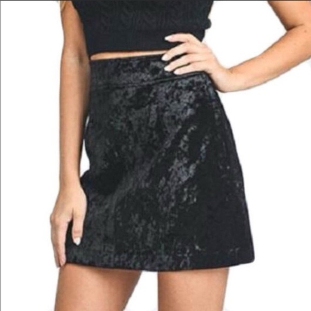 STORIA GRAY CRUSH VELVET SKIRT